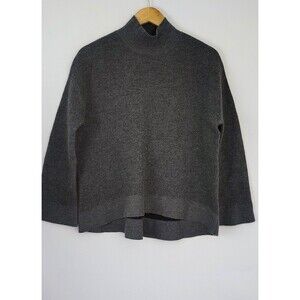Ann Taylor Wool Mock Neck Gray Sweater Size Med Preppy Minimalism Warm Casual